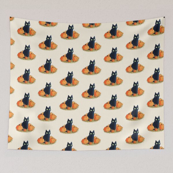 Item preview, black cat with pumpkins  designed and sold by Mayarart.