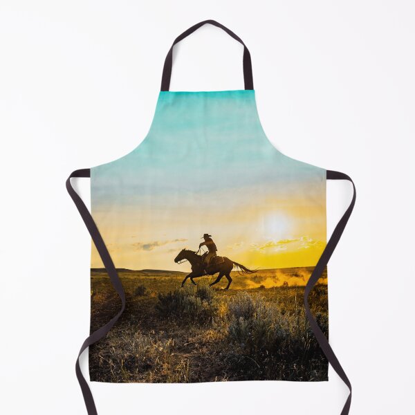 Item preview, Cowboy galloping against pastel Montana sky designed and sold by BerryvineImage.