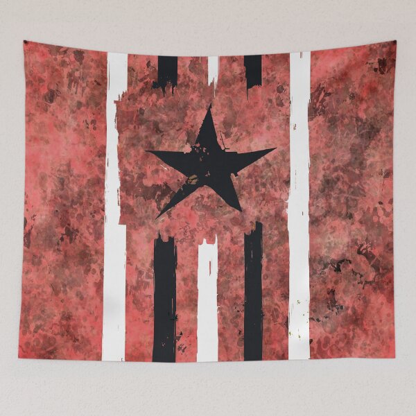 Item preview, Black and white stripes with star over redish stains enviroment designed and sold by AlbertoRuiZ.