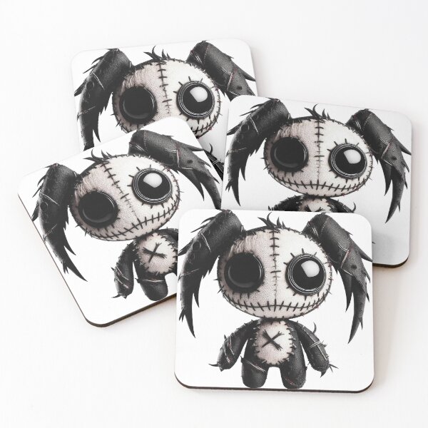 Item preview, ragdoll with large, haunting eyes, stitched-up features, and spiky hair. designed and sold by ployaung.