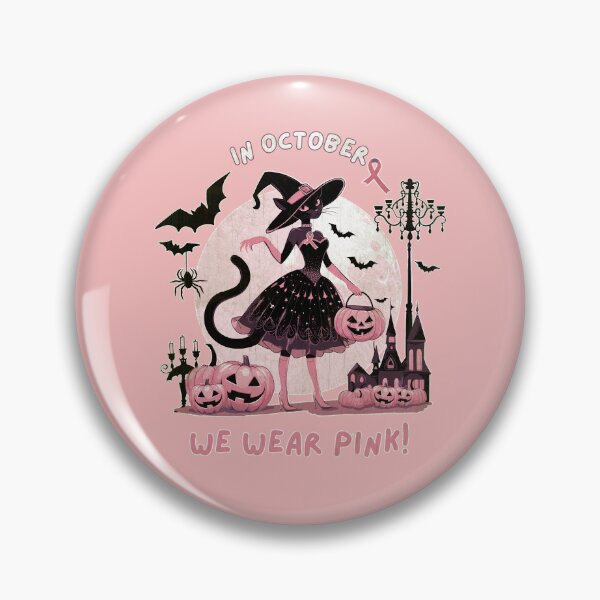 Item preview, Black Cat and in october we wear, Breast Cancer Awareness Month, cat ,pink, autumn is coming, fall stagion and Halloween designed and sold by Collagedream.