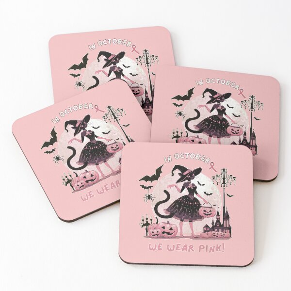 Item preview, Black Cat and in october we wear, Breast Cancer Awareness Month, cat ,pink, autumn is coming, fall stagion and Halloween designed and sold by Collagedream.