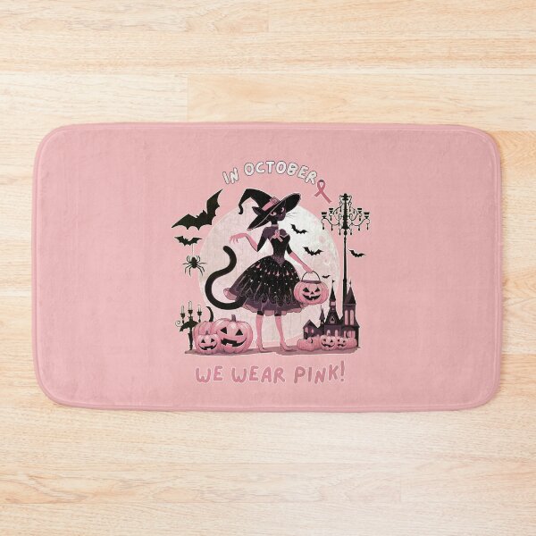 Item preview, Black Cat and in october we wear, Breast Cancer Awareness Month, cat ,pink, autumn is coming, fall stagion and Halloween designed and sold by Collagedream.