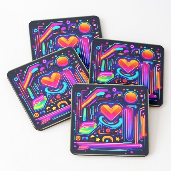 Item preview, Neon Heart Chaos designed and sold by Health And Fitness Posts e-Store.