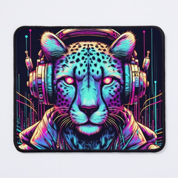 Item preview, 044 - Cyberpunk Cheetah with Headphones designed and sold by GoLayout.