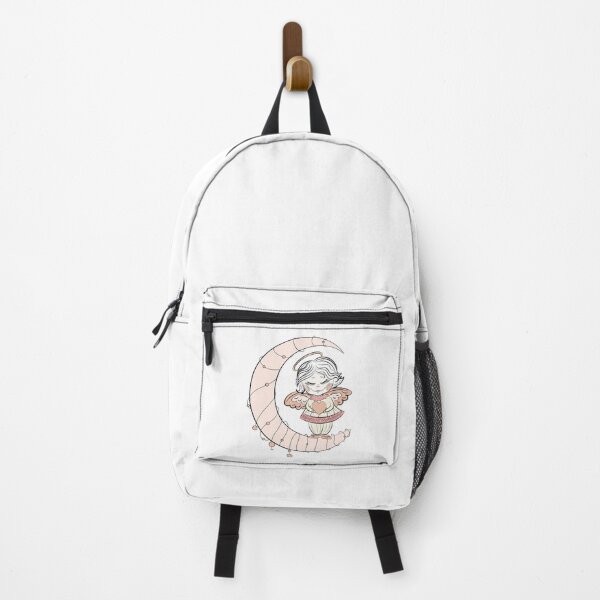 Item preview, Cute Angel hand drawn illustration holding heart standing on moon designed and sold by GinyHappyLogo.