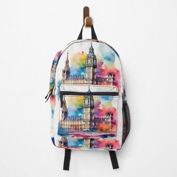 Item preview, Colourful London Big Ben Watercolour Art designed and sold by RaiyaTees.