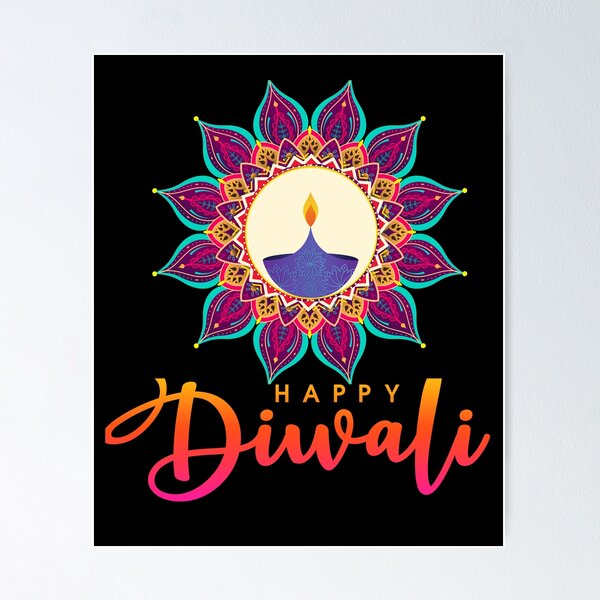 Item preview, Colourfull Happy Diwali with diwali diya/Lamps for the diwali festival lover designed and sold by CosmicNook1.