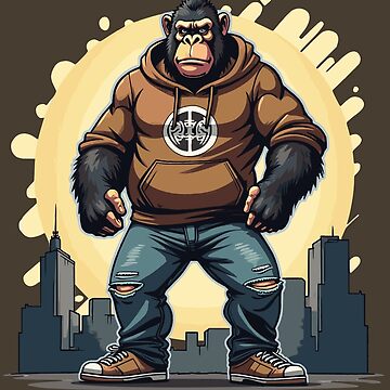 Artwork thumbnail, Urban Gorilla at Sunset | Streetwear Animal Design by FotiraStudio