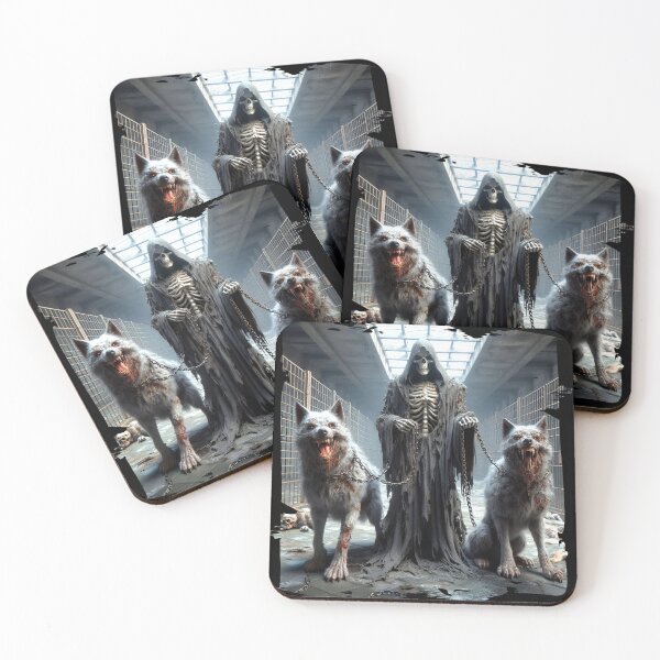 Item preview, Death with Zombie Wolves on Chains – Dark and Powerful Artwork designed and sold by Hungry-Murphy.