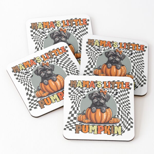 Item preview, "Mama's Little Pumpkin" - Affenpinscher in Halloween Pumpkin with Checkered Background designed and sold by GoodyPaws.