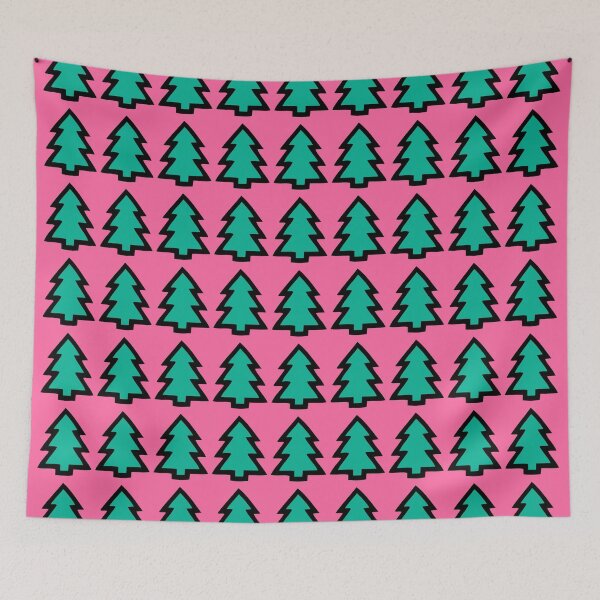 Item preview, Pink & Turquoise Forest Pine Tree Pattern designed and sold by tonymagnerart.