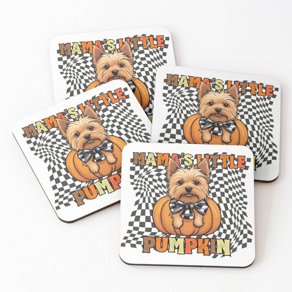 Item preview, "Mama's Little Pumpkin" - Norwich Terrier in Halloween Pumpkin with Checkered Background designed and sold by GoodyPaws.
