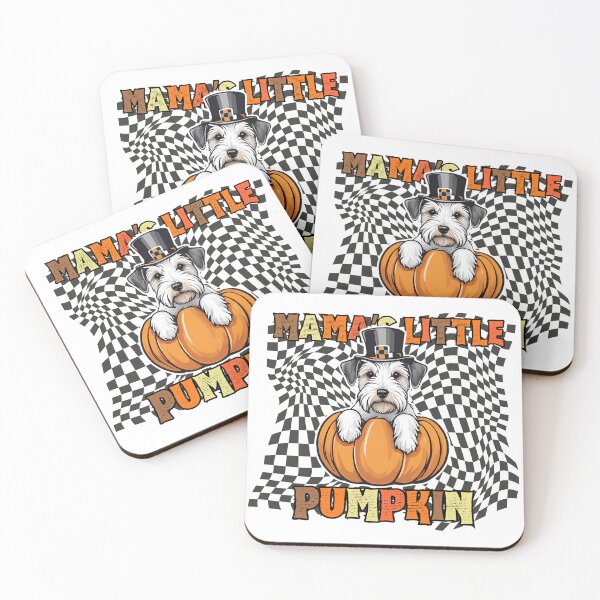 Item preview, "Mama's Little Pumpkin" - Sealyham Terrier in Halloween Pumpkin with Checkered Background designed and sold by GoodyPaws.