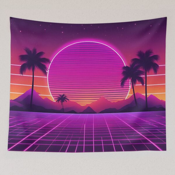 Item preview, Retro 80s Neon Sunset with Palm Trees designed and sold by Have Mercy.