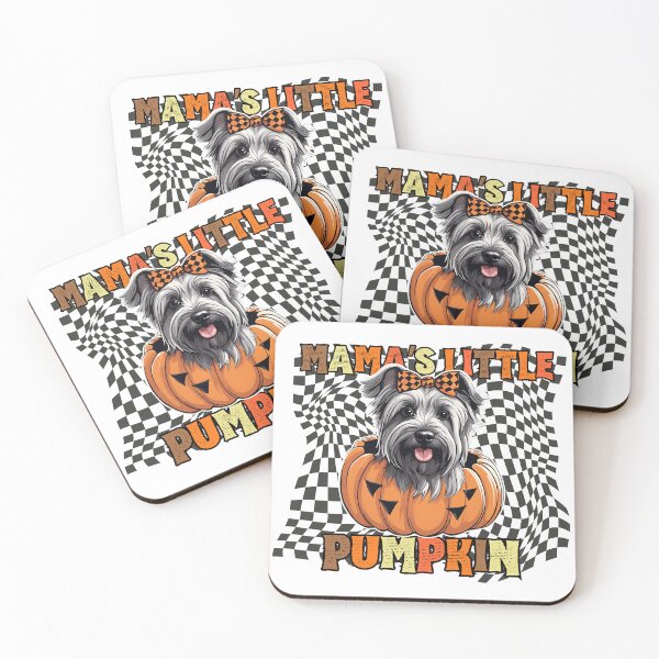Item preview, "Mama's Little Pumpkin" - Skye Terrier in Halloween Pumpkin with Checkered Background designed and sold by GoodyPaws.