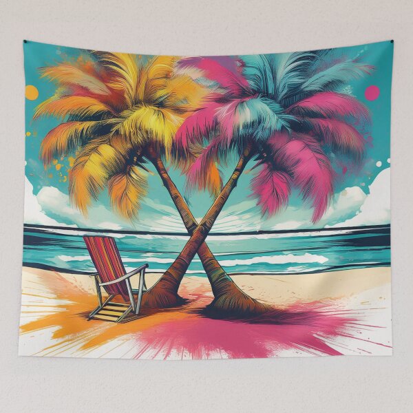 Item preview, Vibrant Palm Trees on a Tropical Beach designed and sold by RaiyaTees.