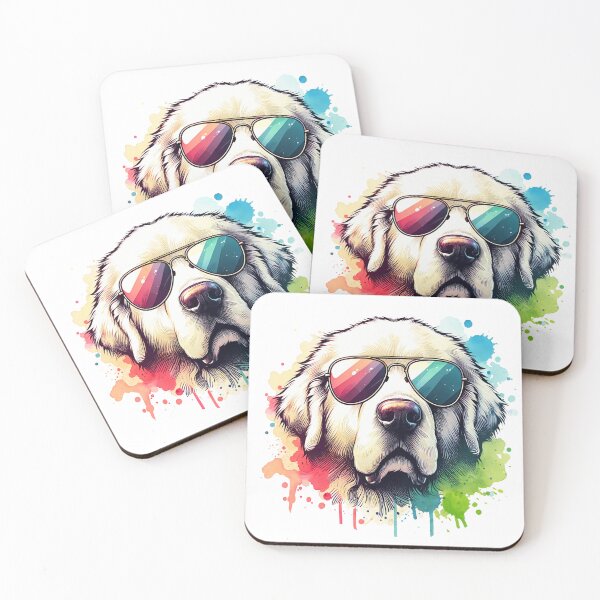Item preview, Watercolor Kuvasz Dog Wearing Sunglasses designed and sold by TheAnimalZ00.