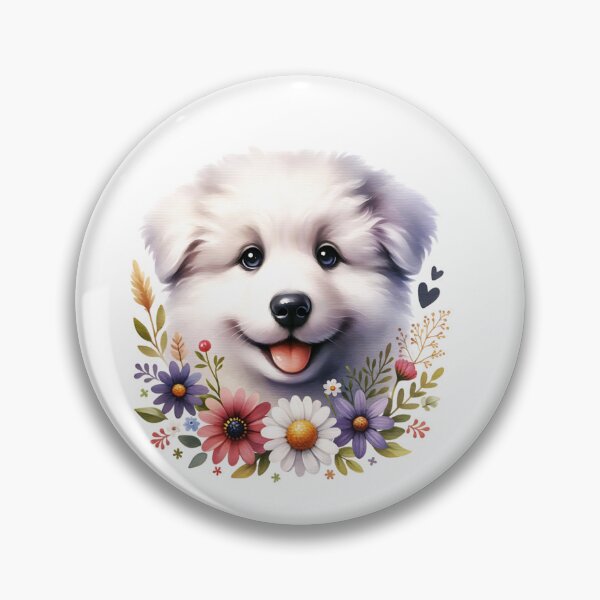 Item preview, Floral Kuvasz Puppy Portrait designed and sold by TheAnimalZ00.