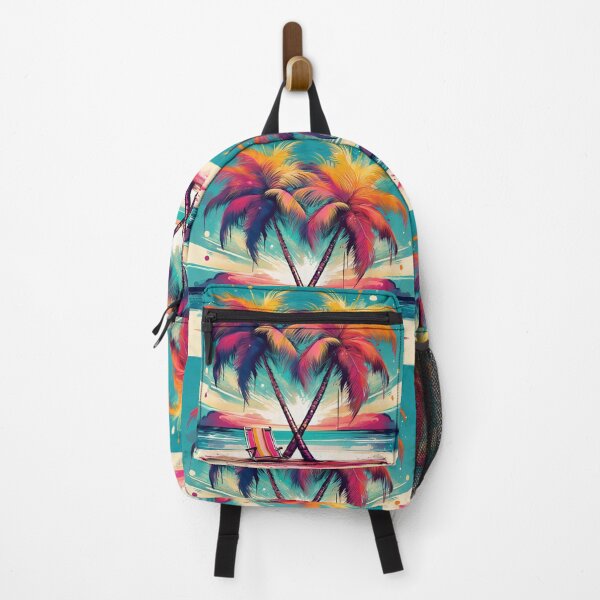 Item preview, Colourful Tropical Palm Trees with Beach Chair – Exotic Getaway Vibes designed and sold by RaiyaTees.