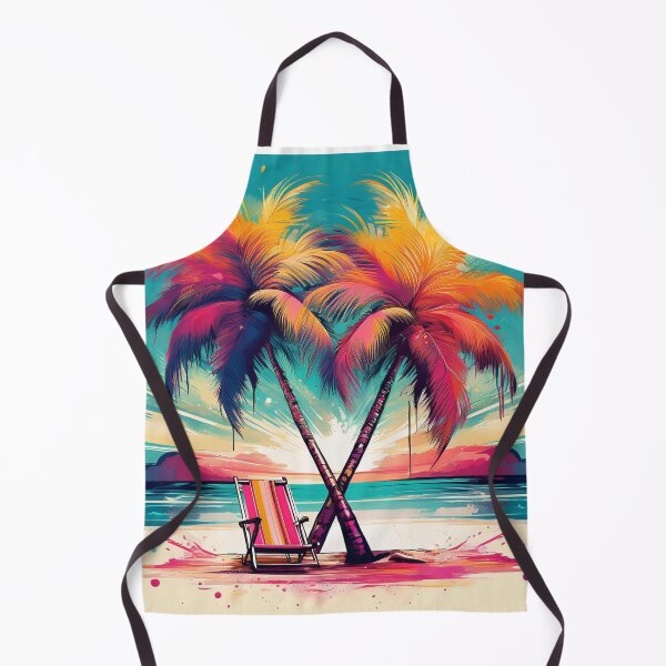 Item preview, Colourful Tropical Palm Trees with Beach Chair – Exotic Getaway Vibes designed and sold by RaiyaTees.