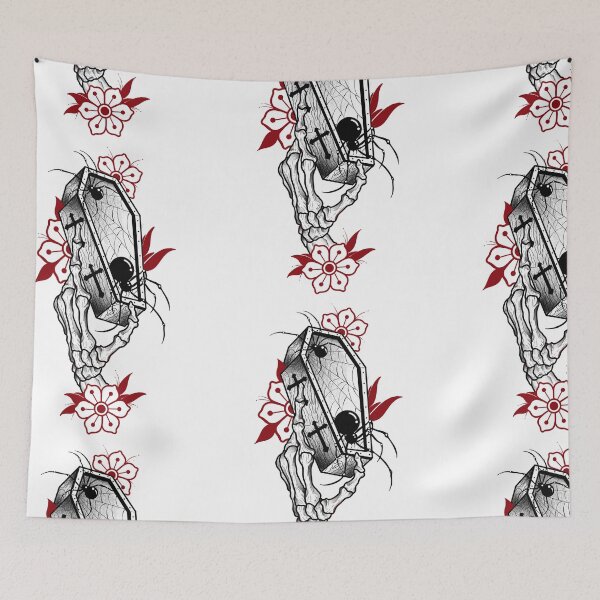 Item preview, Coffin with spiders and skeleton hand designed and sold by 7Delamancha.
