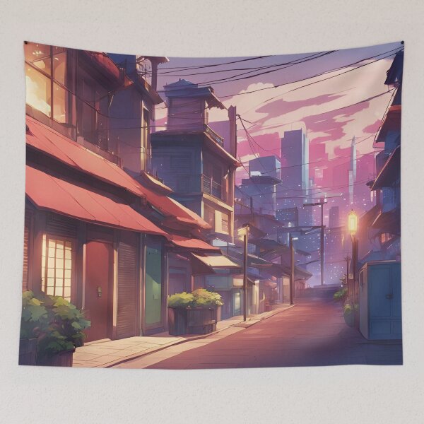 Item preview, Vibrant Anime-Inspired Glowing Cityscape designed and sold by Have Mercy.