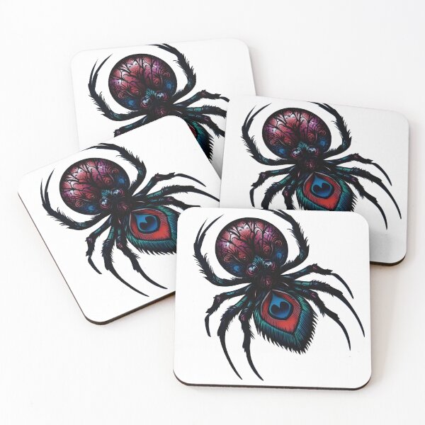 Item preview, Spider Beautiful Peacock Feather Colors Pretty Black Widow Tarantula Pet Art designed and sold by SomniferumWars.