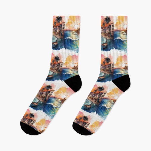 Item preview, Vibrant Sunset Over Coastal Town designed and sold by RaiyaTees.