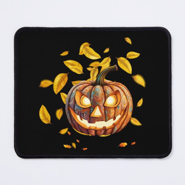 Item preview, Carved, Folk Art Pumpkin Amid Falling Autumn Leaves designed and sold by Our Bible Journey.