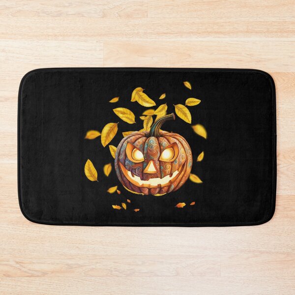 Item preview, Carved, Folk Art Pumpkin Amid Falling Autumn Leaves designed and sold by Our Bible Journey.