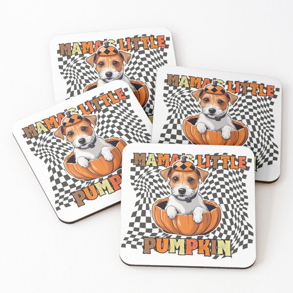 Item preview, "Mama's Little Pumpkin" - Parson Russell Terrier in Halloween Pumpkin with Checkered Background designed and sold by GoodyPaws.