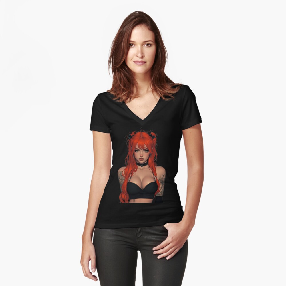 Item preview, Fitted V-Neck T-Shirt designed and sold by CursedbyLilith.