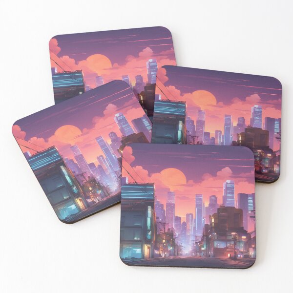 Item preview, Vibrant Anime-Inspired Glowing Cityscape designed and sold by Have Mercy.