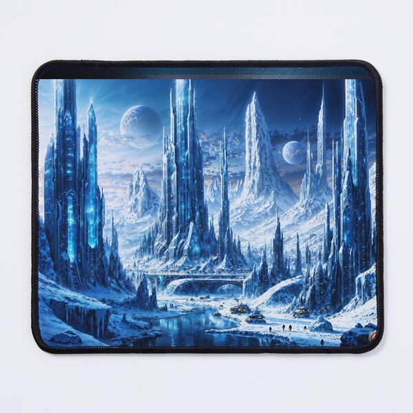 Item preview, Futuristic Winter Landscape Of The Majestic Ice City of Alkinor Astounding AI Concept Art by Xzendor7 designed and sold by Xzendor7 Digital Art Creations.