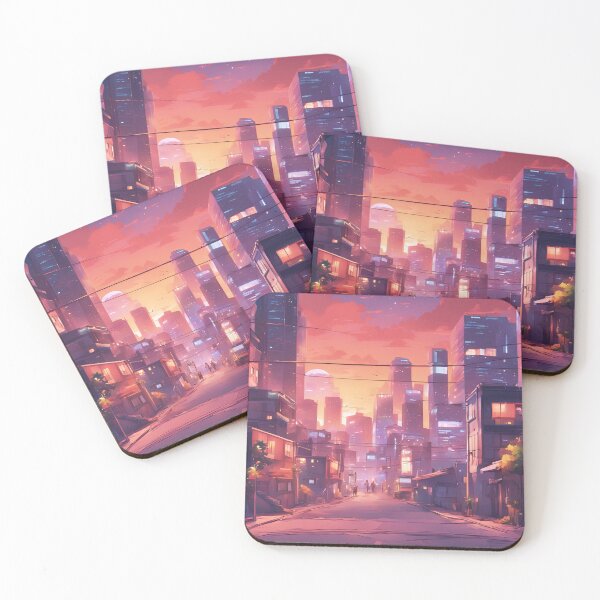 Item preview, Vibrant Anime-Inspired Glowing Cityscape designed and sold by Have Mercy.