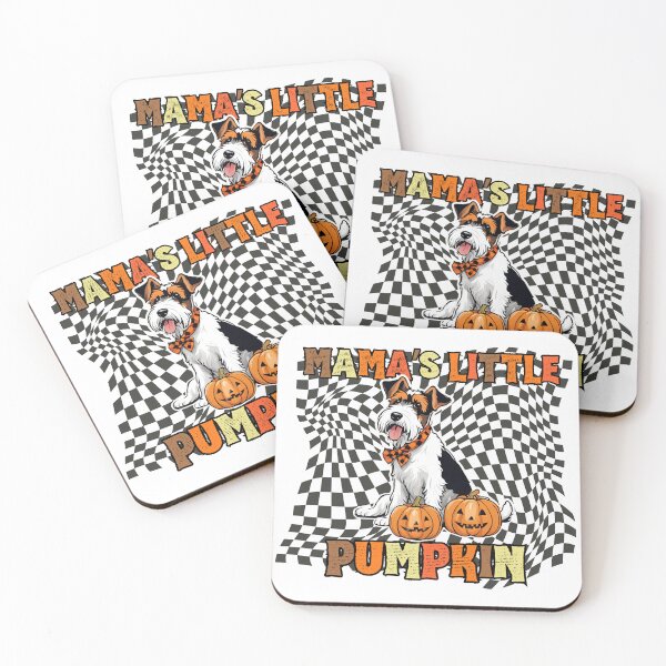 Item preview, "Mama's Little Pumpkin" - Wire Fox Terrier in Halloween Pumpkin with Checkered Background designed and sold by GoodyPaws.