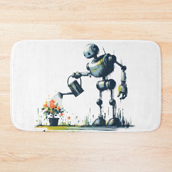Item preview, Robot Watering a Plant - Fun and Whimsical Design designed and sold by Slick-Waffles.