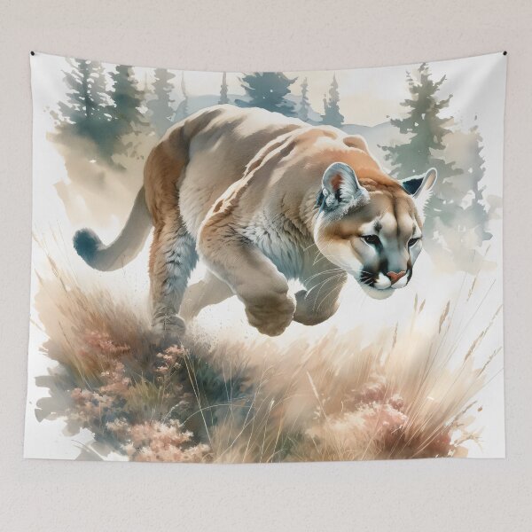 Item preview, Watercolor Mountain Lion Hunting designed and sold by GoldenPattern.