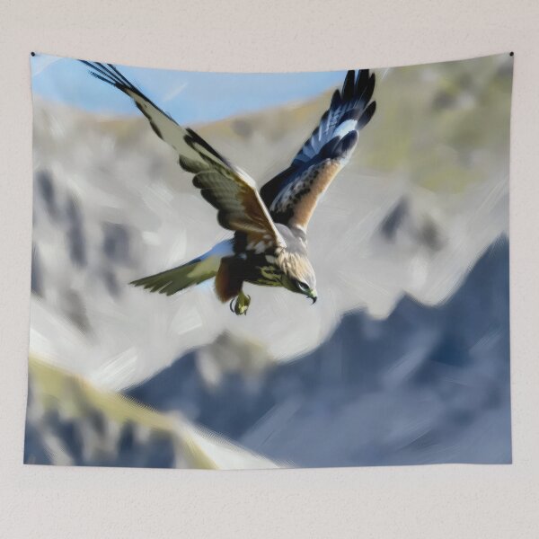 Item preview, Soaring Hawk in Mountain Landscape designed and sold by GoldenPattern.