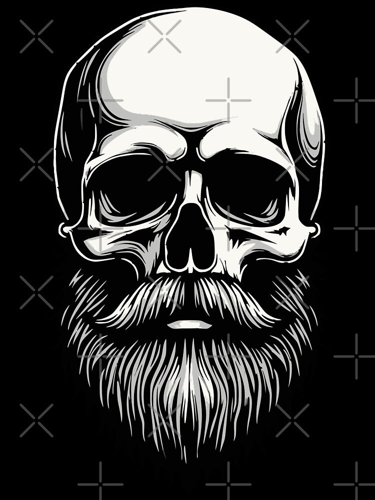 Thumbnail 7 of 7, Oversized T-Shirt, Bearded Skull Art - Dark Gothic Illustration designed and sold by FotiraStudio.