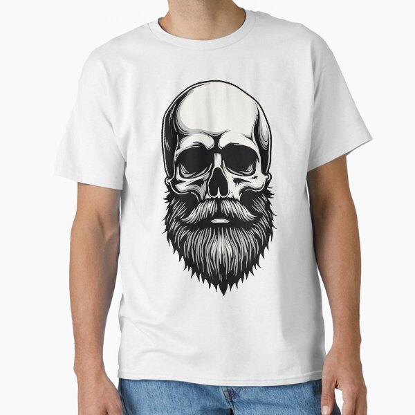 Bearded Skull Art - Dark Gothic Illustration Classic T-Shirt