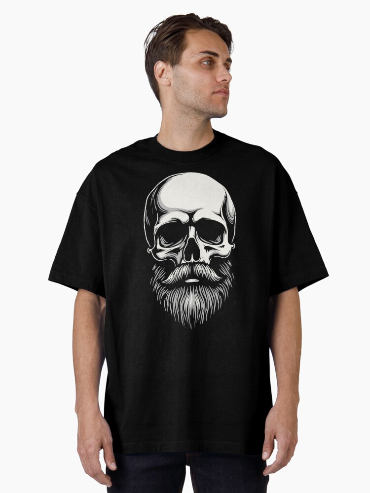 Thumbnail 1 of 7, Oversized T-Shirt, Bearded Skull Art - Dark Gothic Illustration designed and sold by FotiraStudio.