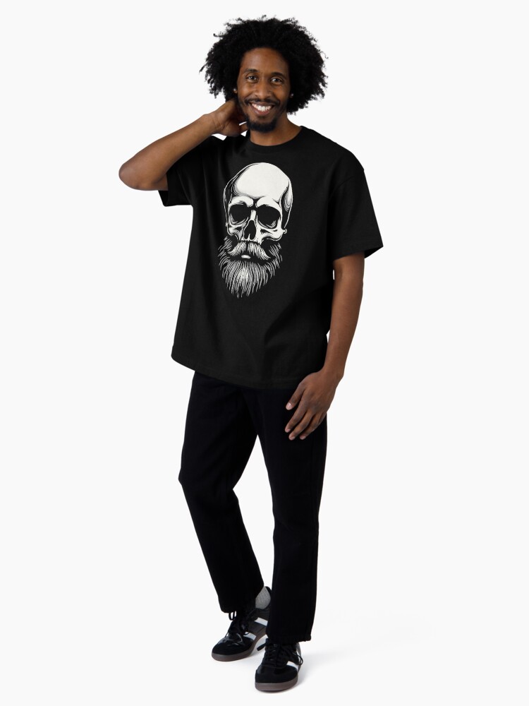 Thumbnail 4 of 7, Oversized T-Shirt, Bearded Skull Art - Dark Gothic Illustration designed and sold by FotiraStudio.