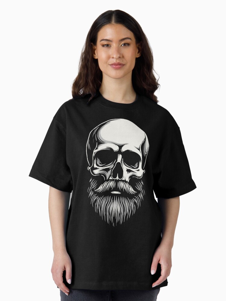 Thumbnail 2 of 7, Oversized T-Shirt, Bearded Skull Art - Dark Gothic Illustration designed and sold by FotiraStudio.