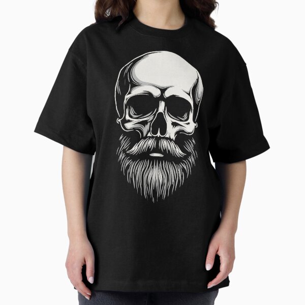 Bearded Skull Art - Dark Gothic Illustration Oversized T-Shirt