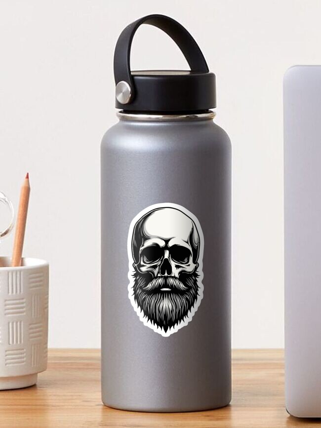 Thumbnail 1 of 3, Sticker, Bearded Skull Art - Dark Gothic Illustration designed and sold by FotiraStudio.