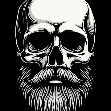 Artwork thumbnail, Bearded Skull Art - Dark Gothic Illustration by FotiraStudio