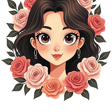 Artwork thumbnail, Floral Beauty Anime Girl Portrait by FotiraStudio