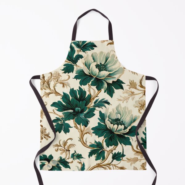 Item preview, FLORAL AND TROPICAL PATTERN O25 - Gift items and personal use / Toile, Emerald, Green, Leaves, White, Flowers, Cream, Gold, Vintage, Ornamented, Art designed and sold by LumDesignArt.